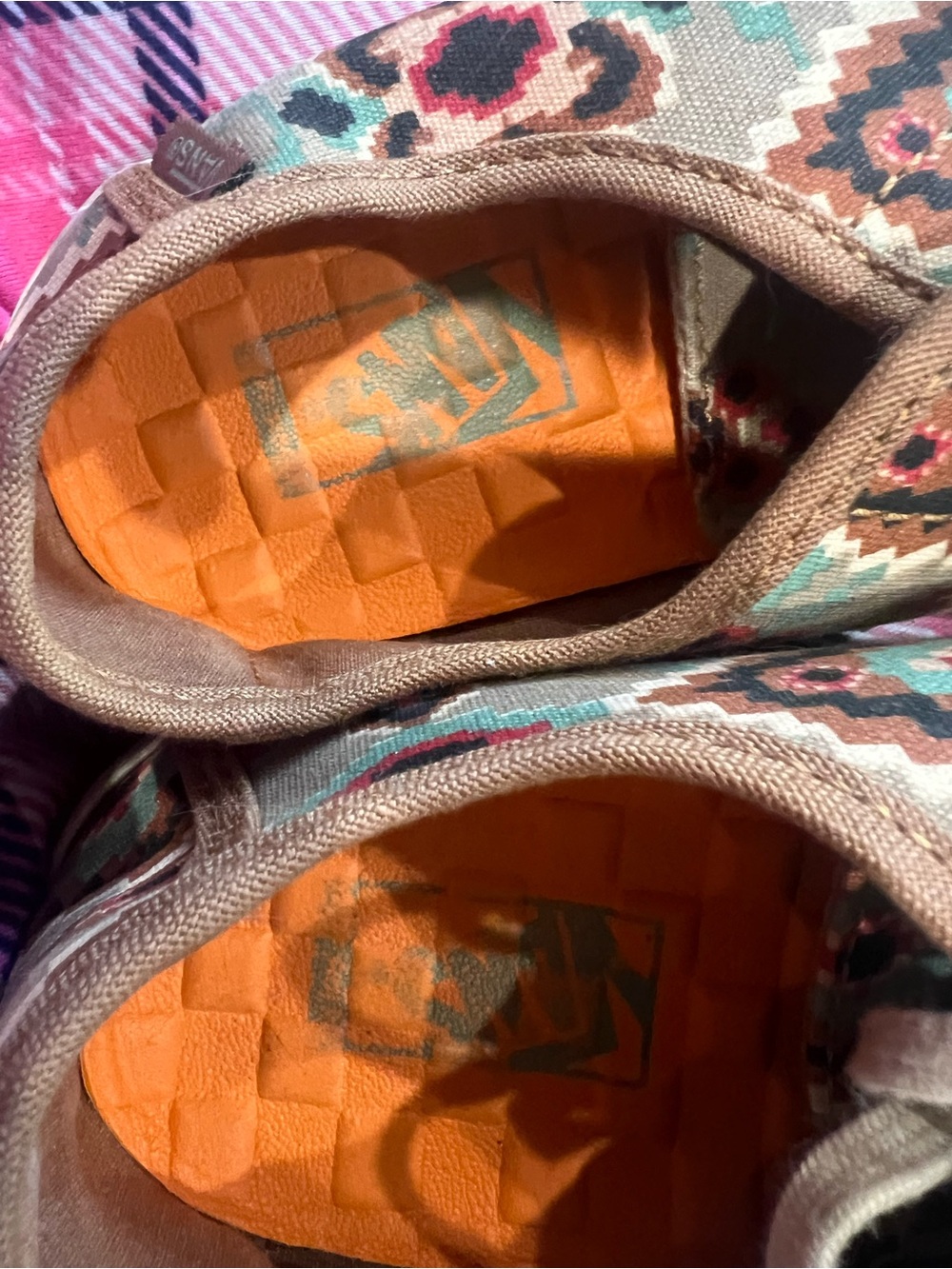 Vans Women’s Aztec Pattern Canvas Sneakers in Tan, Cream, Teal & Coral - Picture 4 of 5